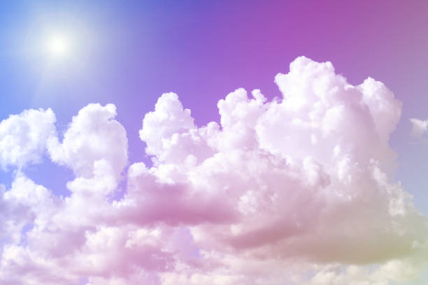 istock Blue sky with white clouds. rain clouds and sunshine on sunny summer or spring day. Color effect picture. 864943890