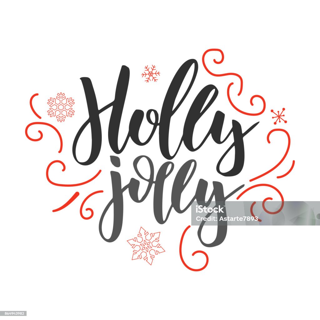 Jolly Lettering Holly Jolly Handwritten Modern Brush Lettering Handwriting Script ...