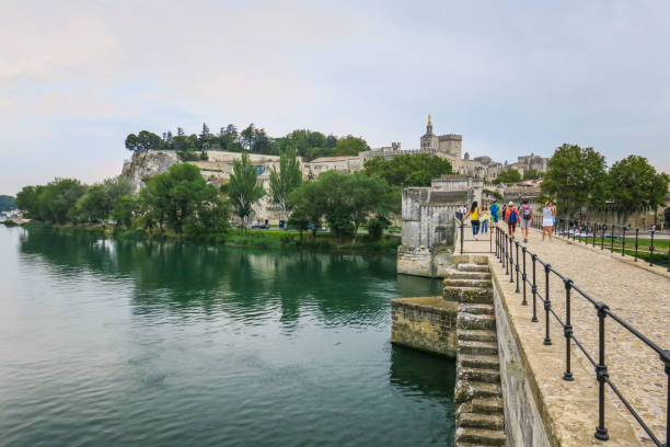 Rhone river flowing through Avignon, Provence, France