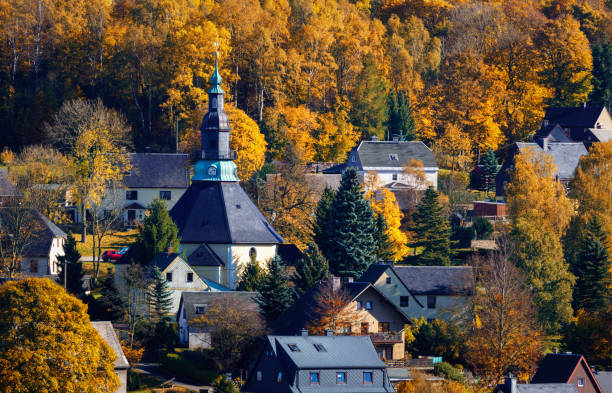 Seiffen Church Saxony Germany in autumn Seiffen Church Saxony Germany in autumn. erzgebirge stock pictures, royalty-free photos & images