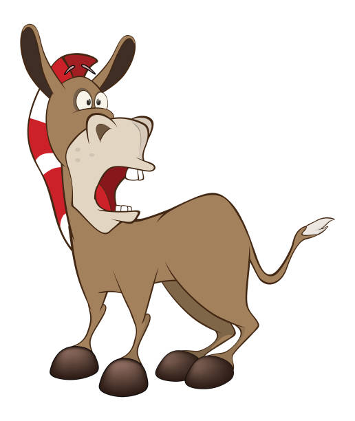 иллюстрация симпатичный burro мультфильм характер - ass mule animal bizarre stock illustrations