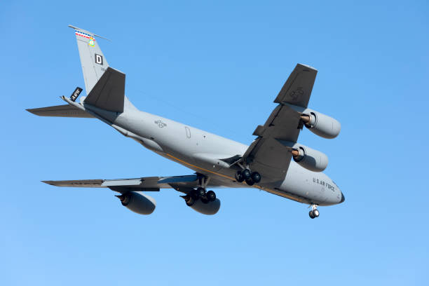 Aerial Refueling tanker aircraft Luqa, Malta - September 22, 2017: Boeing KC-135R Stratotanker  military tanker airplane photos stock pictures, royalty-free photos & images