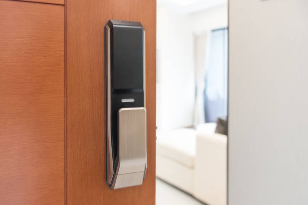istock digtal door lock on wooden door 864965614