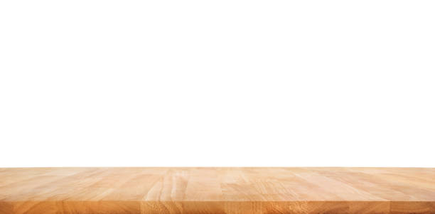 istock Real wood table top texture on white background. 864972856