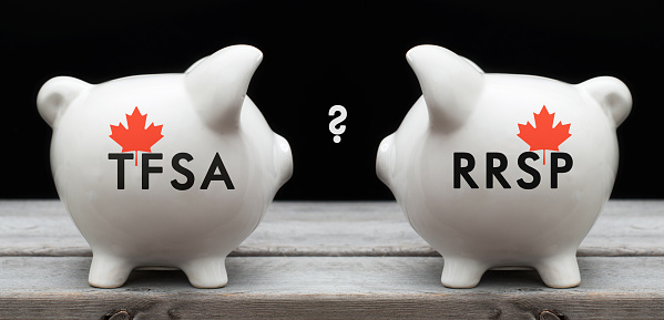 Financial concept depicting the choice between investing in TFSA or RRSP for Canadian