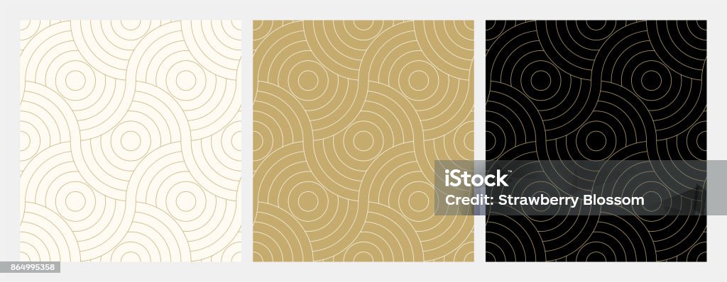 Pattern seamless circle abstract wave background stripe gold luxury color and line. Geometric line vector. Pattern stock vector