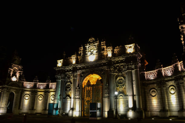 Istanbul, Turkey - May 11 2019: The Gate of the Treasury (Turkish: Hazine-i Hassa Kapısı) is one of the gates of Dolmabahçe Palace.