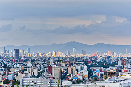A panorama of the southern part of Mexico City taken two days after the September 19, 2017 earthquake