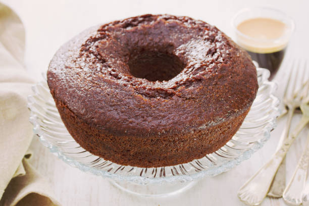 istock chocolate cake on dish with a cup of coffee 865010126