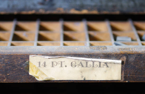 istock Printing slugs and letters in drawer at publishing shop 865014832