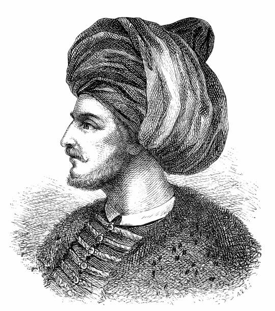 Mehmed II (1432 – 1481), "the Conqueror", Fatih Sultan Mehmet, Sultan of the Ottoman Empire Illustration of a Mehmed II (1432 – 1481), "the Conqueror", Fatih Sultan Mehmet, Sultan of the Ottoman Empire muhammad ii stock illustrations