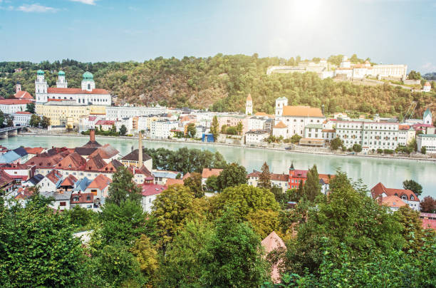 istock Passau city with Saint Stephen's cathedral, Lower Bavaria, sun rays 865015920