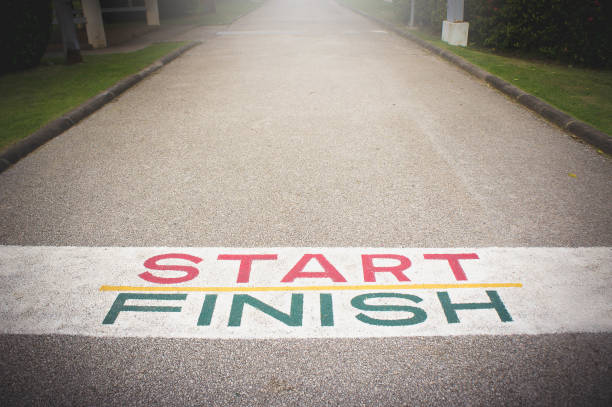 istock Start line to finish line.  The path to victory 865022870
