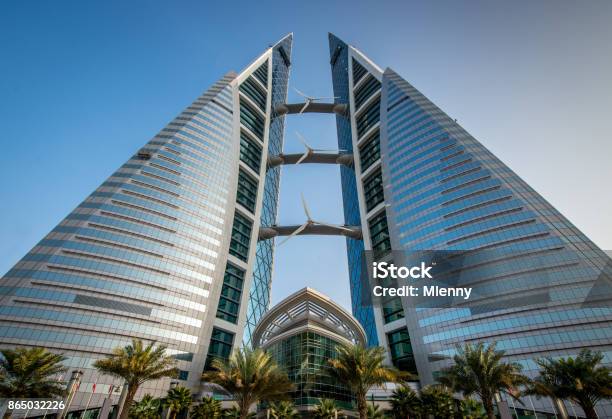 Bahrain Wtc World Trade Center Building Manama Stock Photo - Download Image Now - Sustainable Energy, Bahrain, Sustainable Resources