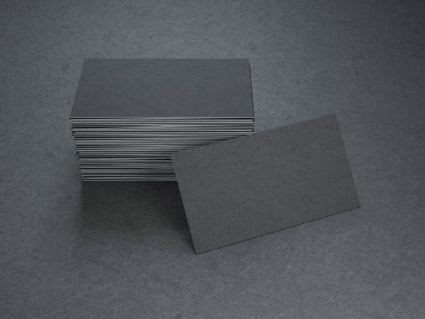 istock Black Business Cards on black background, 3d rendering 865032504