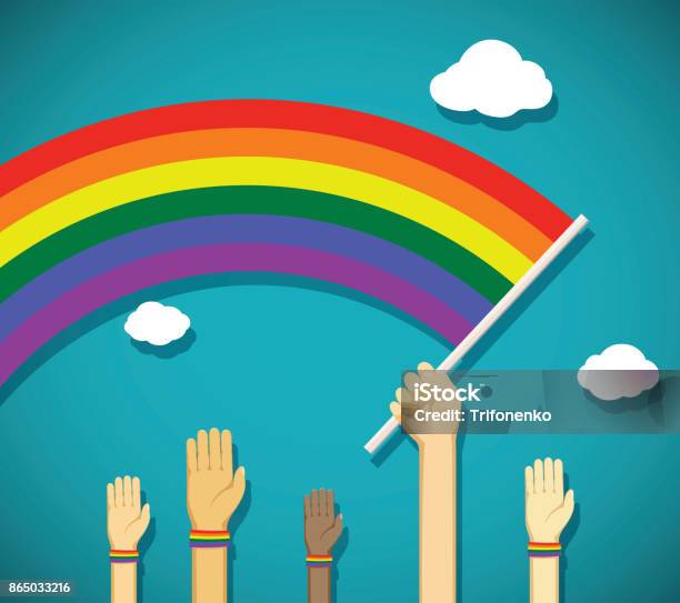 Gay Rainbow Flag Stock Illustration - Download Image Now - Hand, Rainbow Flag, LGBTQIA Rights