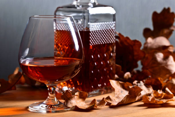 istock Brandy and dried up oak leaves . 865041888