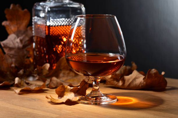 istock Brandy and dried up oak leaves . 865041894