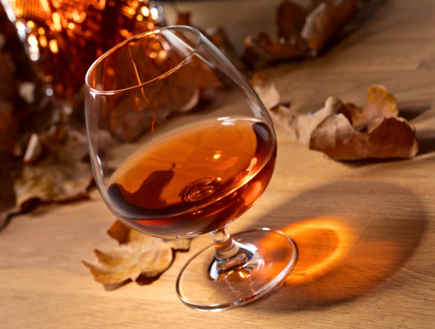 istock Brandy and dried up oak leaves . 865041932
