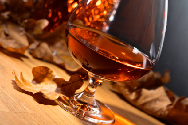 istock Brandy and dried up oak leaves . 865041960