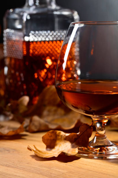 istock Brandy and dried up oak leaves . 865042066