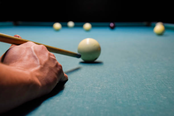 istock Billiards, billiard table. Targeting the cue in the ball for imp 865055564