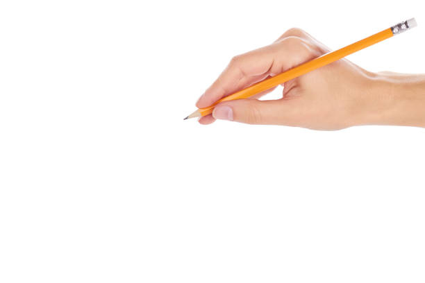 istock Woman hand writing with a pen isolated on white background 865059482