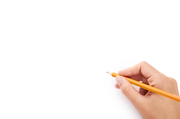 istock Woman hand writing with a pen isolated on white background 865059510