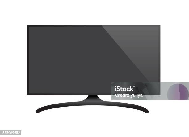 Flat Screen Tv Black Screen Stock Illustration - Download Image Now - Television Set, Arts Culture and Entertainment, Black Background