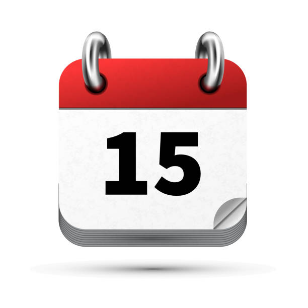 istock Bright realistic icon of calendar with 15 date isolated on white 865081504