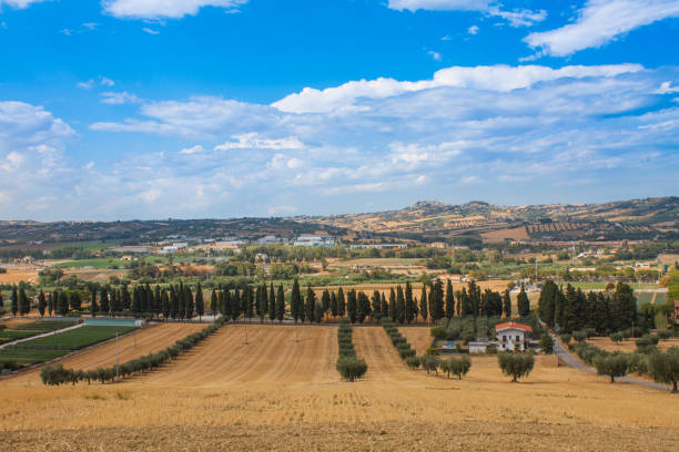 istock Italy Landscape View with Clouds on Blue sky, Italian Fields 865085074