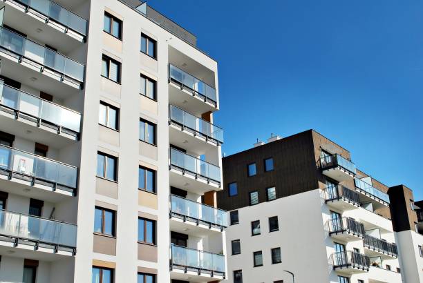 istock Modern, Luxury Apartment Building against blue sky 865101790