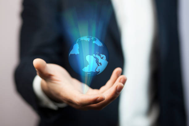 istock Businessman holding global network 865108046