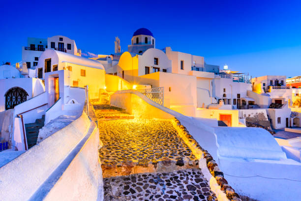 istock Santorini, Greece - Oia twilight with greek church 865108726