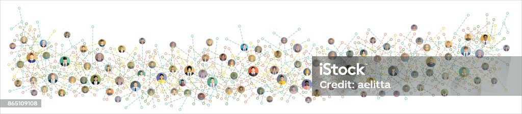 Vector illustration of an abstract scheme, which contains people icons. Social network scheme, which contains flat people icons. Connection stock vector