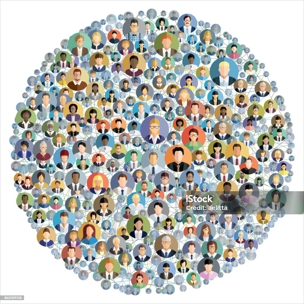 Vector illustration of an abstract scheme, which contains people icons. Social network scheme, which contains flat people icons. Social Media Icon stock vector