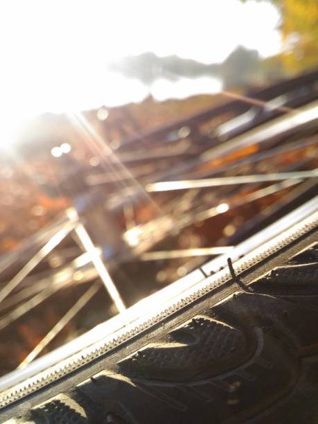 istock detail bicycle wheel during autumn sunset, blurred background, vertical 865111420