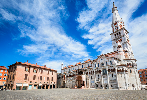 Modena, Italy - Piazza Grande and Modena Cathedral, Roman Catholic church, world heritage site.