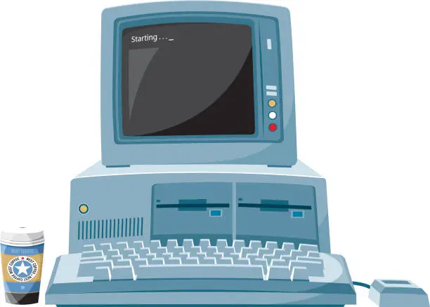 Vector illustration of Vintage personal computer