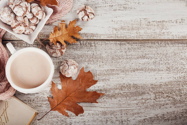 istock Autumn still life with cup of cocoa and chocolate cookies 865135708