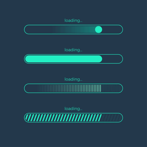 ilustrações de stock, clip art, desenhos animados e ícones de futuristic progress loading bar - stream