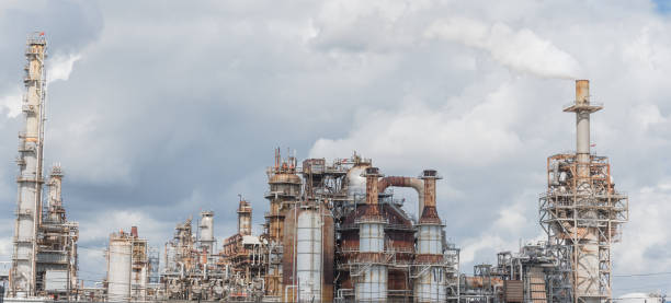 istock Smoke stack at oil refinery in Pasadena, Texas, USA 865139454