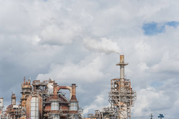 istock Smoke stack at oil refinery in Pasadena, Texas, USA 865139862