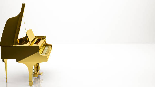 istock golden 3d rendering of a piano inside a studio 865139966