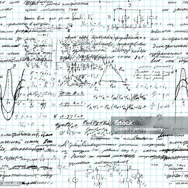 Math Rough Copy Math Seamless Pattern Handwritten On A Grid Copybook Paper Various ...