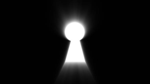 istock Abstract background with keyhole and shine effect on black background. Digital illustration 865153146