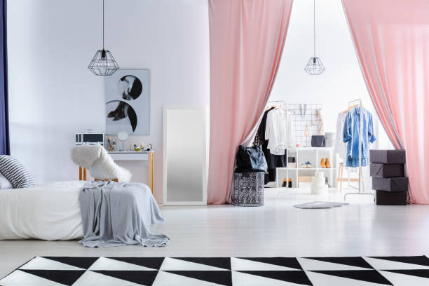 istock Fashionable bedroom with dressing room 865154360