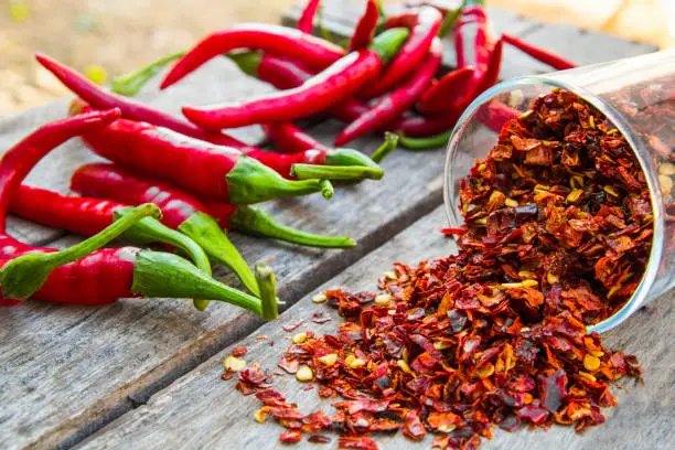 Photo of Red Pepper Flakes and red Chili