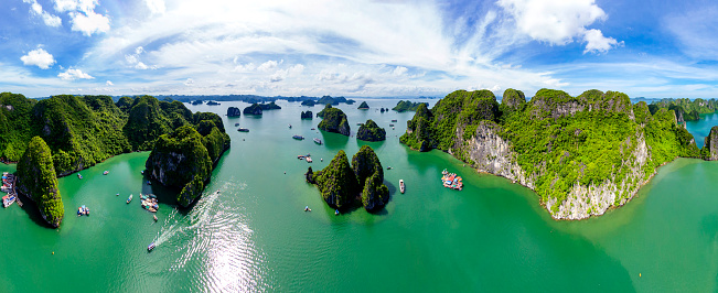 Hạ Long Bay  is a UNESCO World Heritage Site and popular travel destination in Quảng Ninh Province, Vietnam.