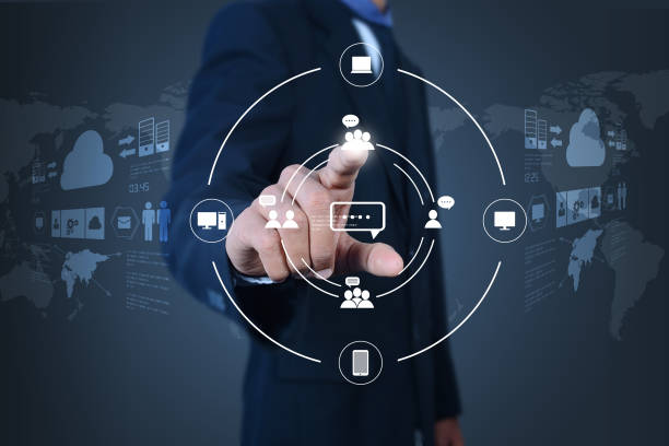 istock Businessman drawing social networking 865176322